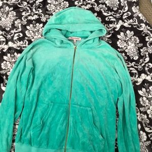 Seafoam Green Velour Juicy Couture Zip Up Hoodie